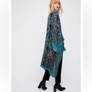 Free People Magic Dance Border Print Kimono Duster Flowy Boho Beachy